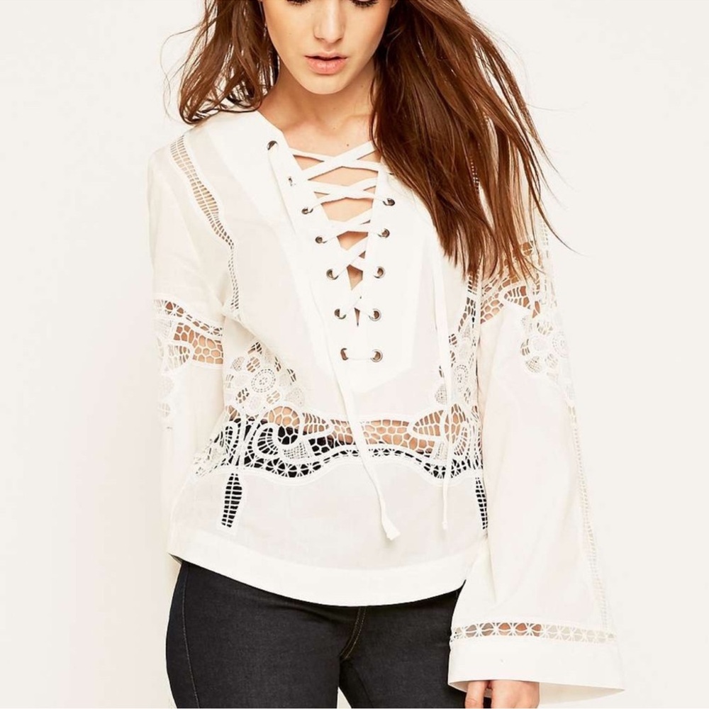 Free People Bittersweet Bell-sleeve White Top